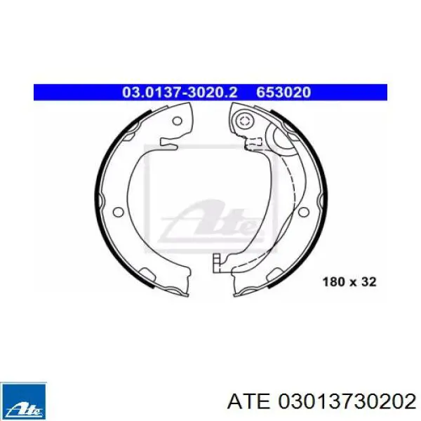 Klocki hamulcowe tylne bębnowe ATE 03013730202 cena, od 25,63 USD