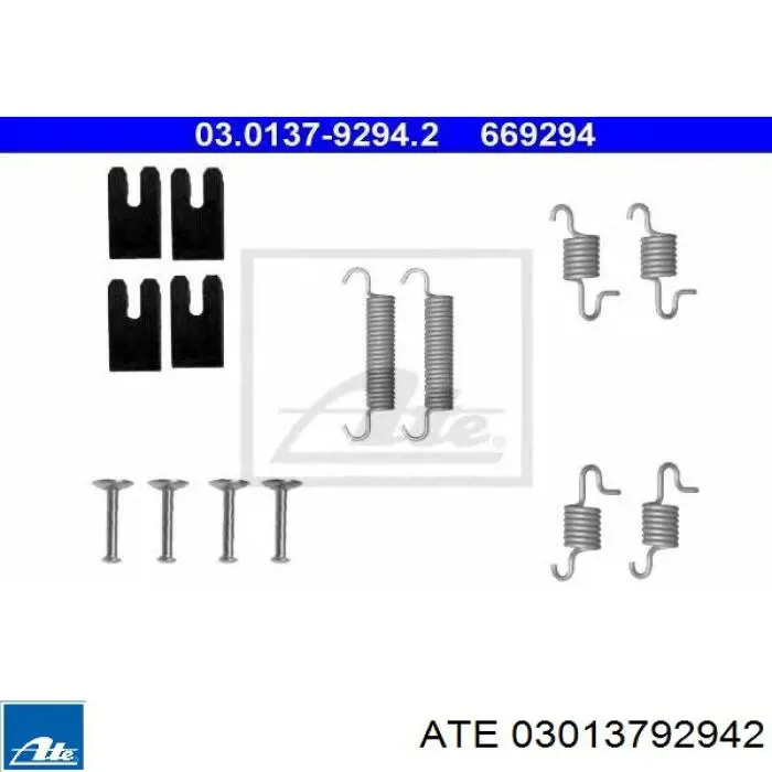Zestaw montażowy szczęk hamulcowych tylnych ATE 03013792942 cena, od 10,83 USD