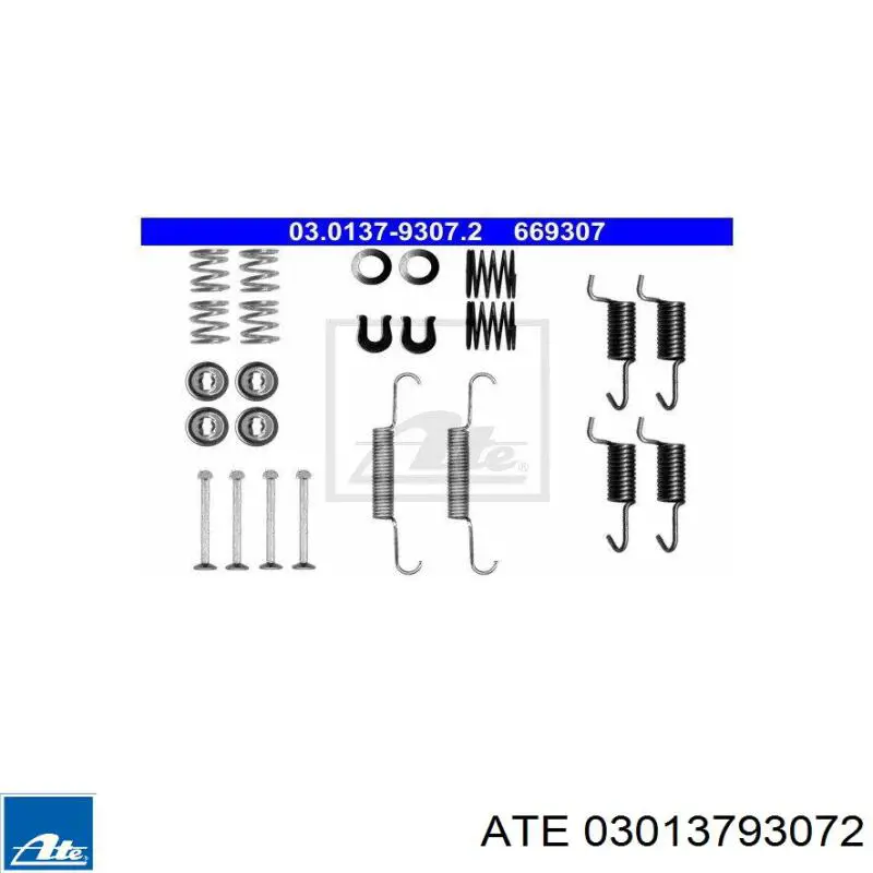 Zestaw montażowy szczęk hamulcowych tylnych ATE 03013793072 cena, od 16,02 USD
