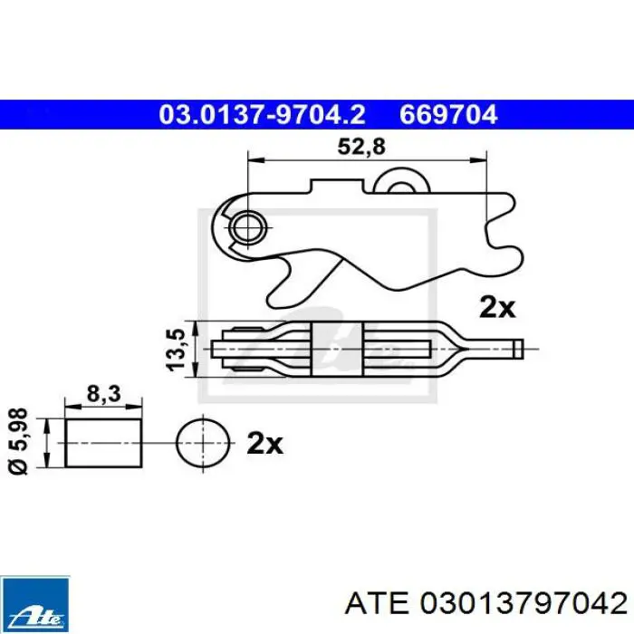 03013797042 ATE Mechanizm rozpierający szczęki hamulca ręcznego (postojowego)