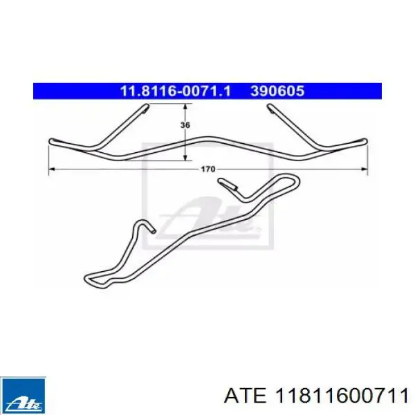 Zestaw sprężynek do mocowania klocków tarczowych przednich ATE 11811600711 cena, od 7,86 USD
