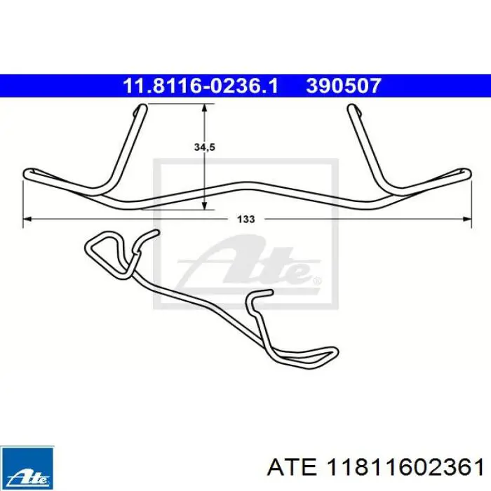 Zestaw sprężyn do mocowania tylnych klocków tarczowych ATE 11811602361 cena, od 10,86 USD