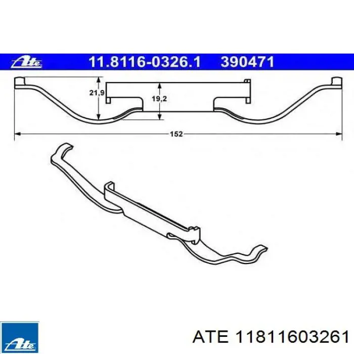 Zestaw sprężynek do mocowania klocków tarczowych przednich ATE 11811603261 cena, od 15,75 USD