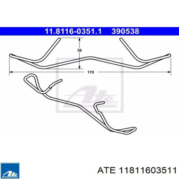 Zestaw sprężynek do mocowania klocków tarczowych przednich ATE 11811603511 cena, od 7,79 USD