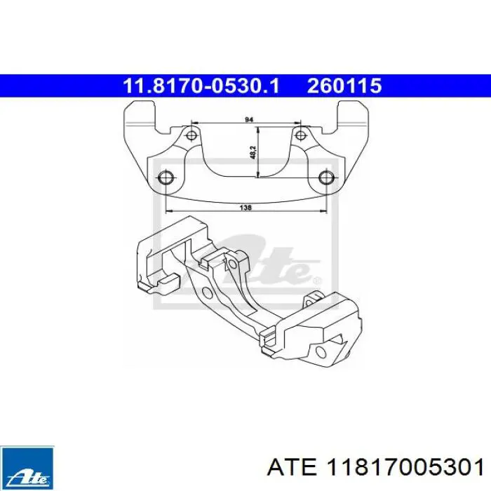 Jarzmo zacisku hamulcowego przedniego ATE 11817005301 cena, od 70,51 USD