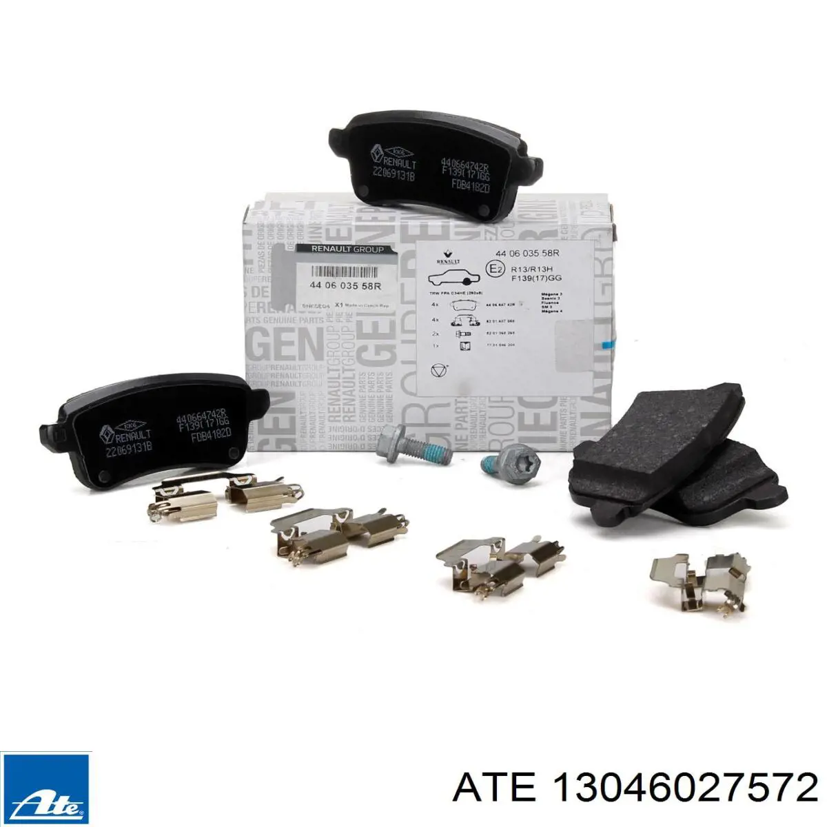 Do koszyka 13046027572 ATE Okładziny (klocki) do hamulców tarczowych tylne