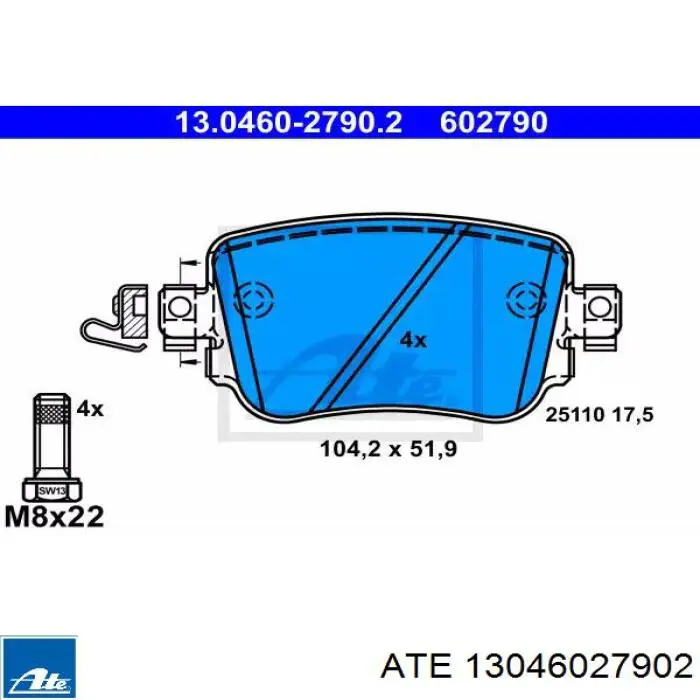 13.0460-2790.2 ATE okładziny (klocki do hamulców tarczowych tylne)