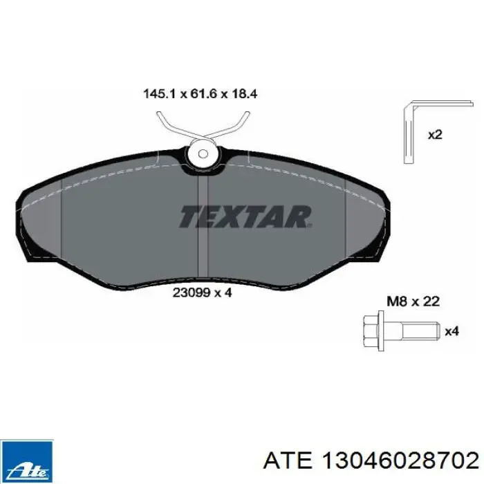 Klocki hamulcowe przednie tarczowe ATE 13046028702 cena, od 26,64 USD