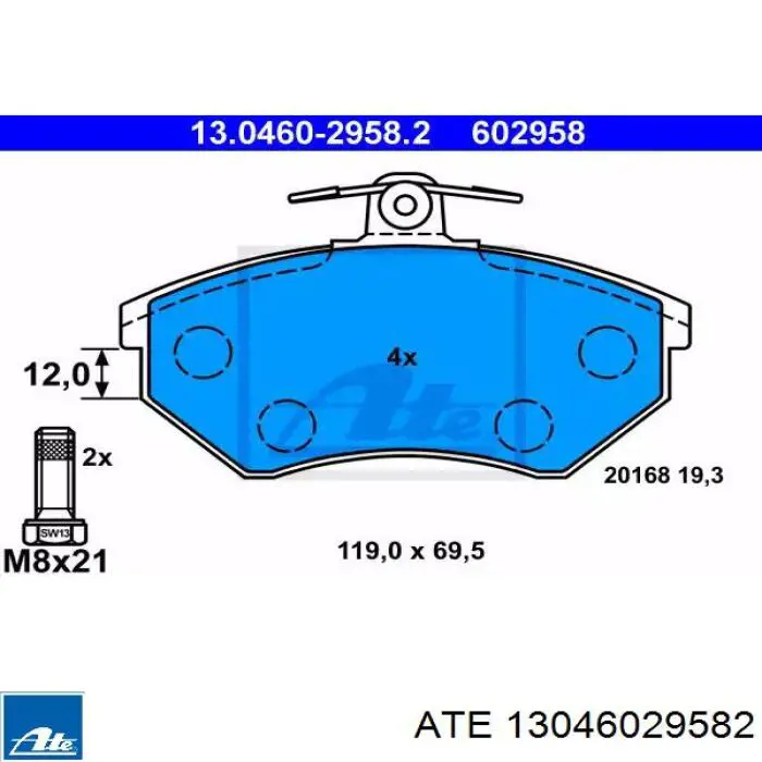 Klocki hamulcowe przednie tarczowe ATE 13046029582 cena, od 23,23 USD