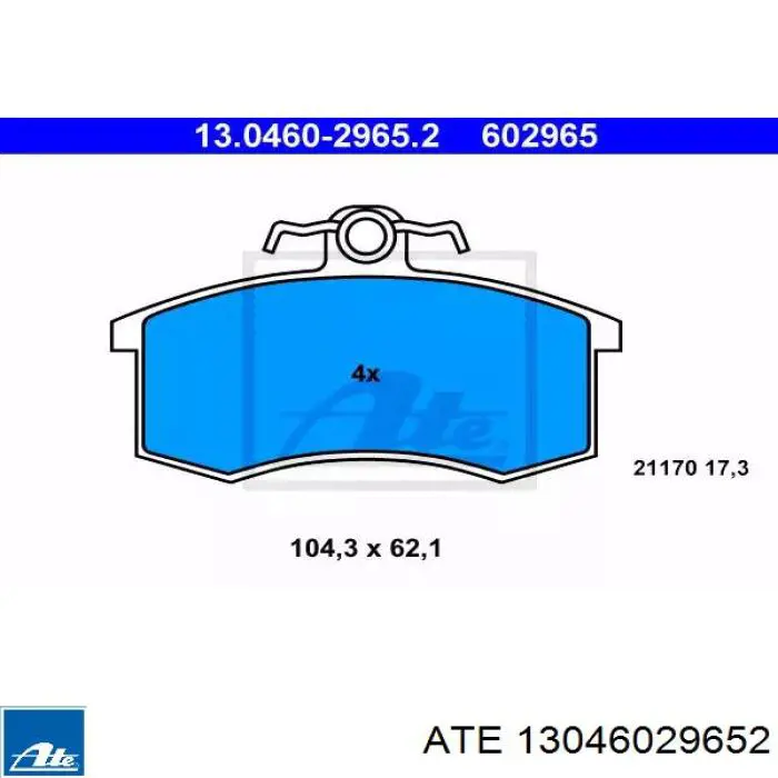 Klocki hamulcowe przednie tarczowe ATE 13046029652 cena, od 17,41 USD
