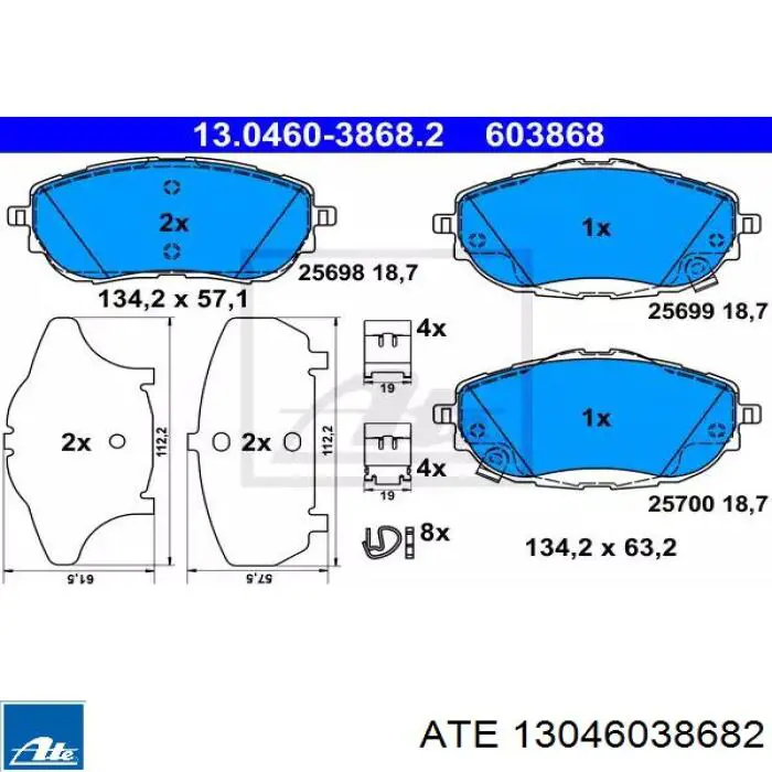 13.0460-3868.2 ATE klocki hamulcowe przednie tarczowe
