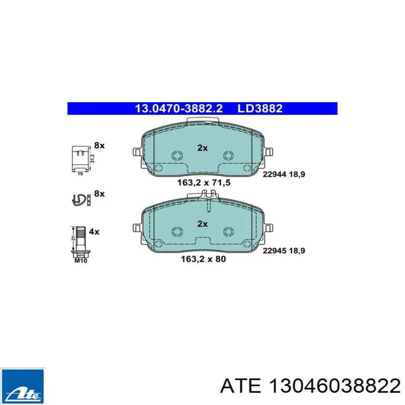 A0004202205 Mercedes Klocki hamulcowe przednie tarczowe