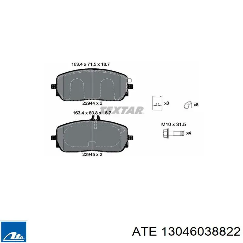 Klocki hamulcowe przednie tarczowe Mercedes A0004202205 cena, od 63,76 USD