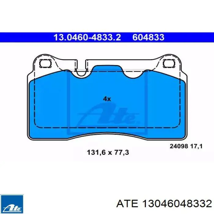 Klocki hamulcowe przednie tarczowe ATE 13046048332 cena, od 122,63 USD