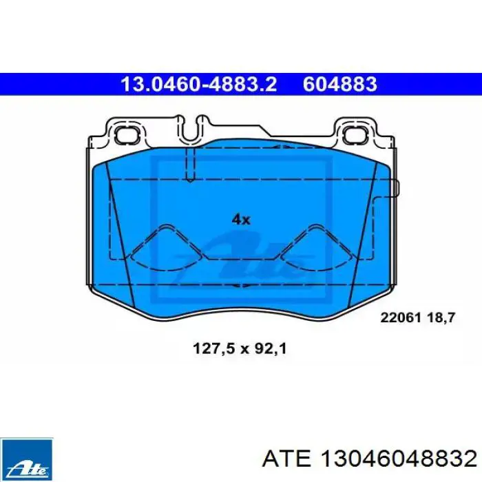 13.0460-4883.2 ATE klocki hamulcowe przednie tarczowe