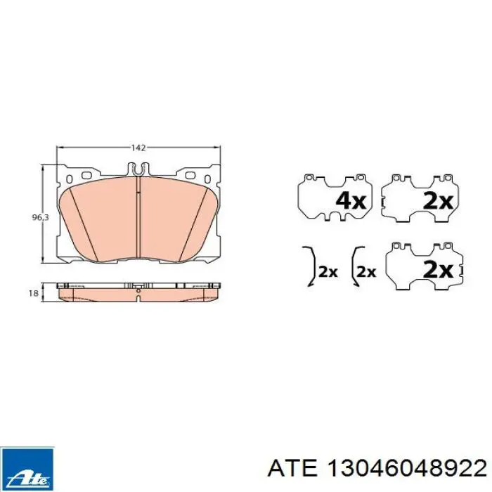 Klocki hamulcowe przednie tarczowe ATE 13046048922 cena, od 50,52 USD