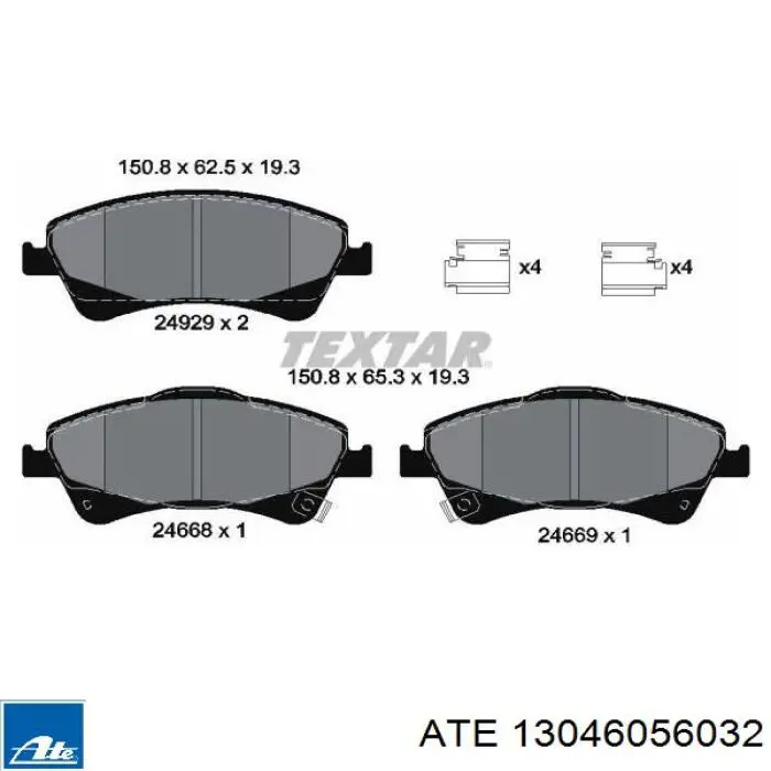 Klocki hamulcowe przednie tarczowe ATE 13046056032 cena, od 28,39 USD