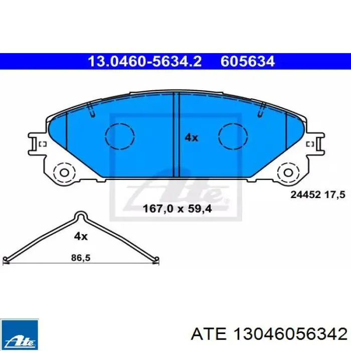 Klocki hamulcowe przednie tarczowe ATE 13046056342 cena, od 28,82 USD