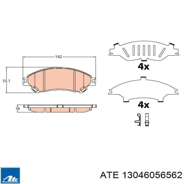 Klocki hamulcowe przednie tarczowe ATE 13046056562 cena, od 28,67 USD