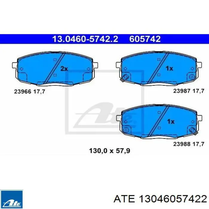 Klocki hamulcowe przednie tarczowe ATE 13046057422 cena, od 24,45 USD