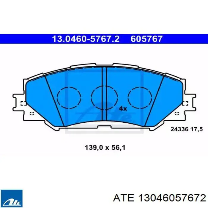 13046057672 ATE Klocki hamulcowe przednie tarczowe