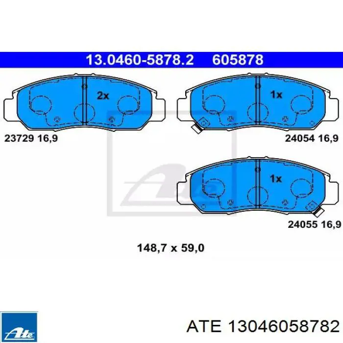 13046058782 ATE Klocki hamulcowe przednie tarczowe