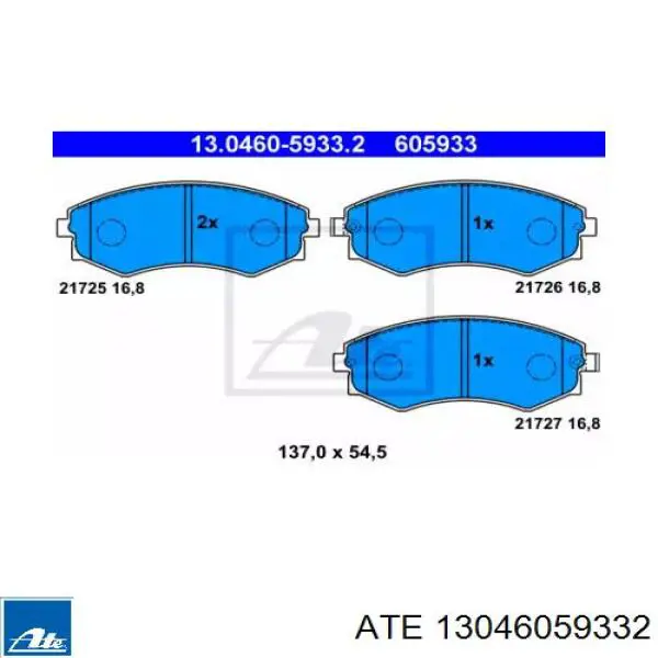 Do koszyka 13046059332 ATE Klocki hamulcowe przednie tarczowe
