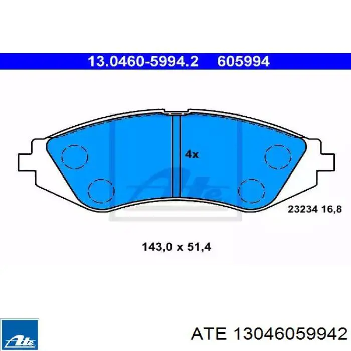 Klocki hamulcowe przednie tarczowe ATE 13046059942 cena, od 28,46 USD