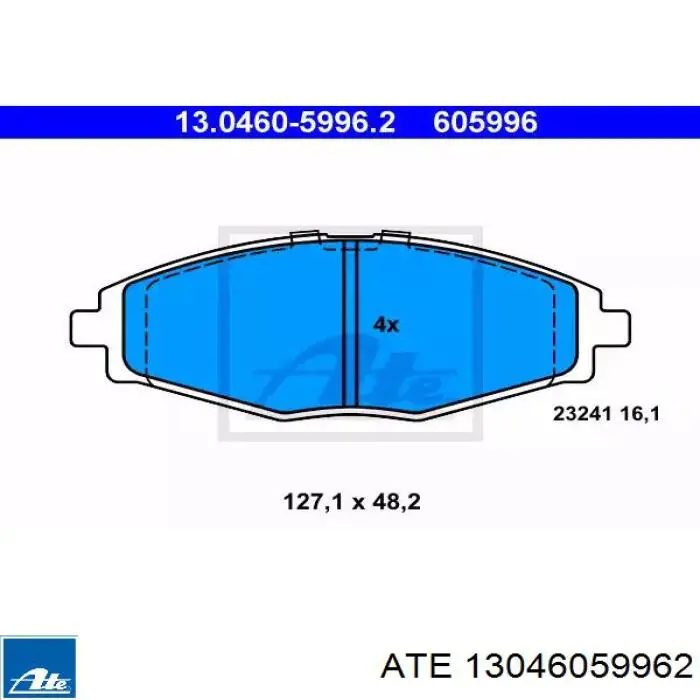 Klocki hamulcowe przednie tarczowe ATE 13046059962 cena, od 15,04 USD