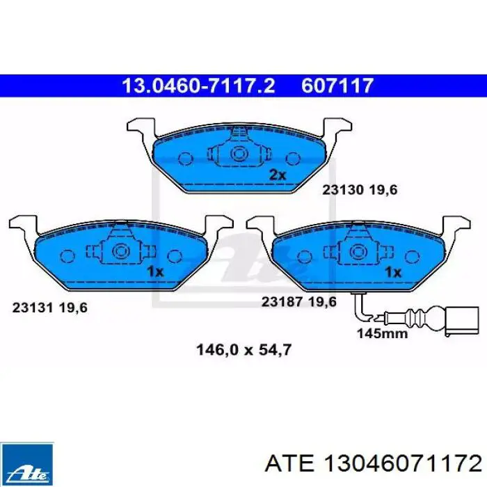 Klocki hamulcowe przednie tarczowe ATE 13046071172 cena, od 41,73 USD
