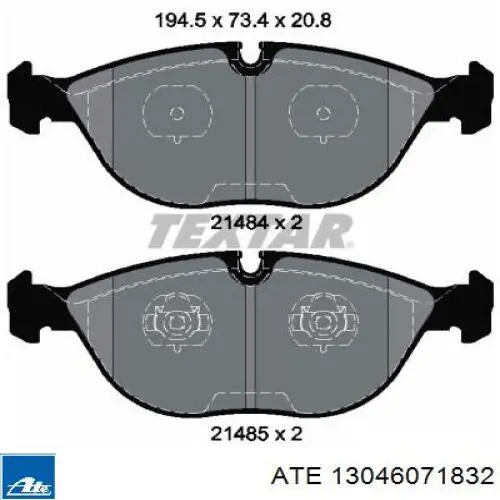 Klocki hamulcowe przednie tarczowe ATE 13046071832 cena, od 75,50 USD