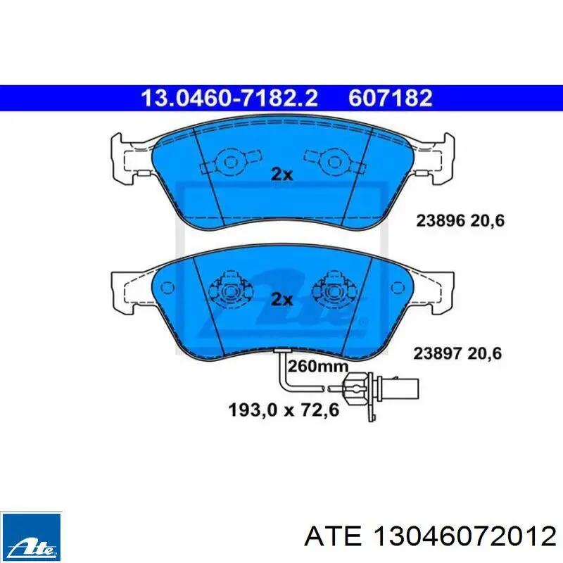 Do koszyka 13046072012 ATE Klocki hamulcowe przednie tarczowe