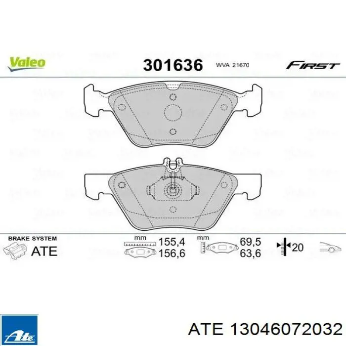 Klocki hamulcowe przednie tarczowe ATE 13046072032 cena, od 48,95 USD