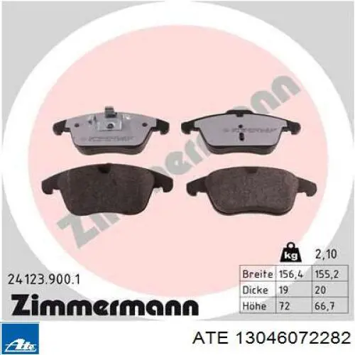 Klocki hamulcowe przednie tarczowe ATE 13046072282 cena, od 31,20 USD