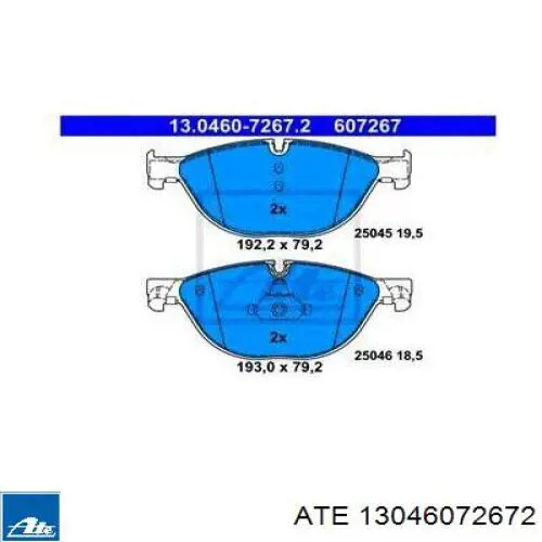 Klocki hamulcowe przednie tarczowe ATE 13046072672 cena, od 46,74 USD