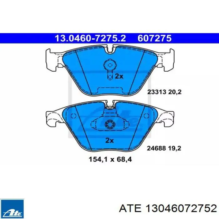 13046072752 ATE klocki hamulcowe przednie tarczowe