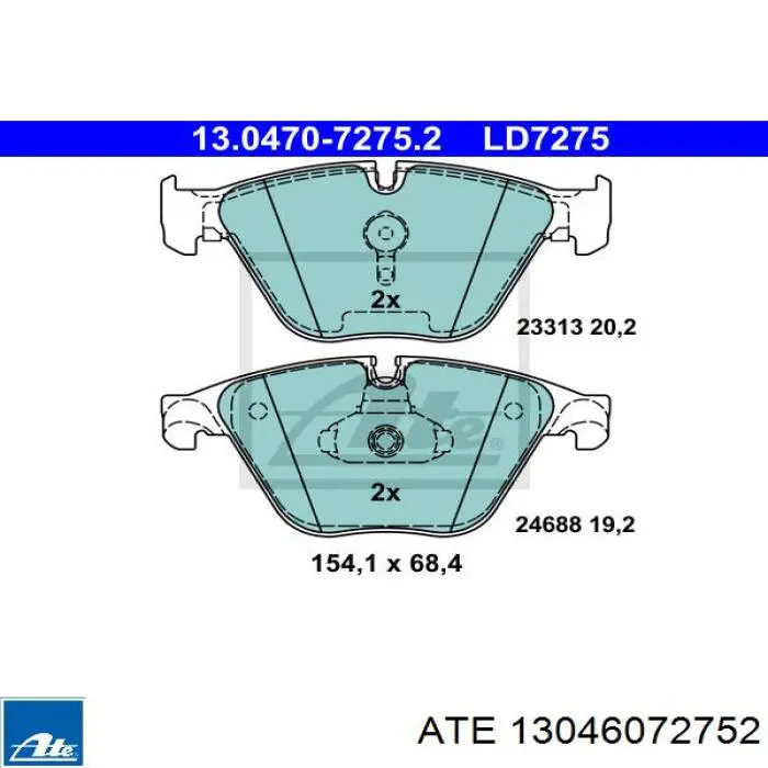 Klocki hamulcowe przednie tarczowe ATE 13046072752 cena, od 38,07 USD