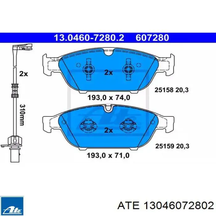 Klocki hamulcowe przednie tarczowe ATE 13046072802 cena, od 49,96 USD