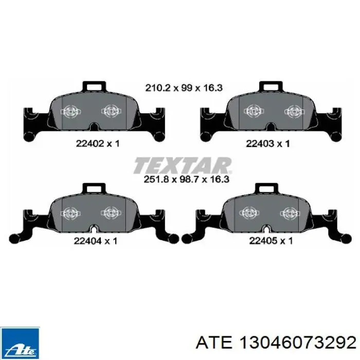 Klocki hamulcowe przednie tarczowe ATE 13046073292 cena, od 67,47 USD