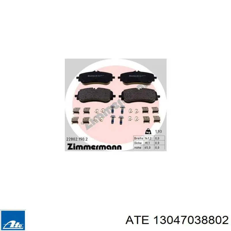 Okładziny (klocki) do hamulców tarczowych tylne ATE 13047038802 cena, od 42,20 USD