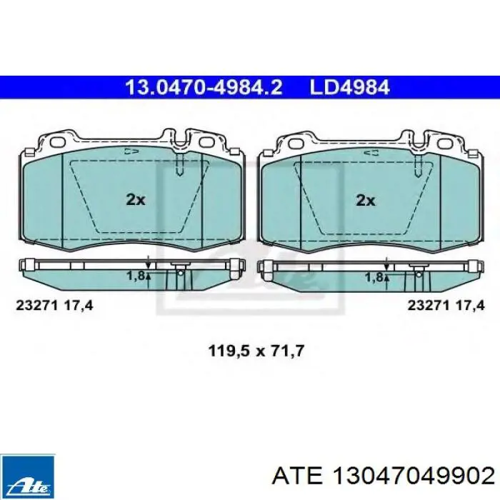 Klocki hamulcowe przednie tarczowe ATE 13047049902 cena, od 31,25 USD