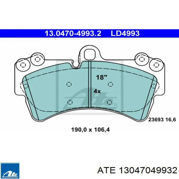 Klocki hamulcowe przednie tarczowe ATE 13047049932 cena, od 44,84 USD
