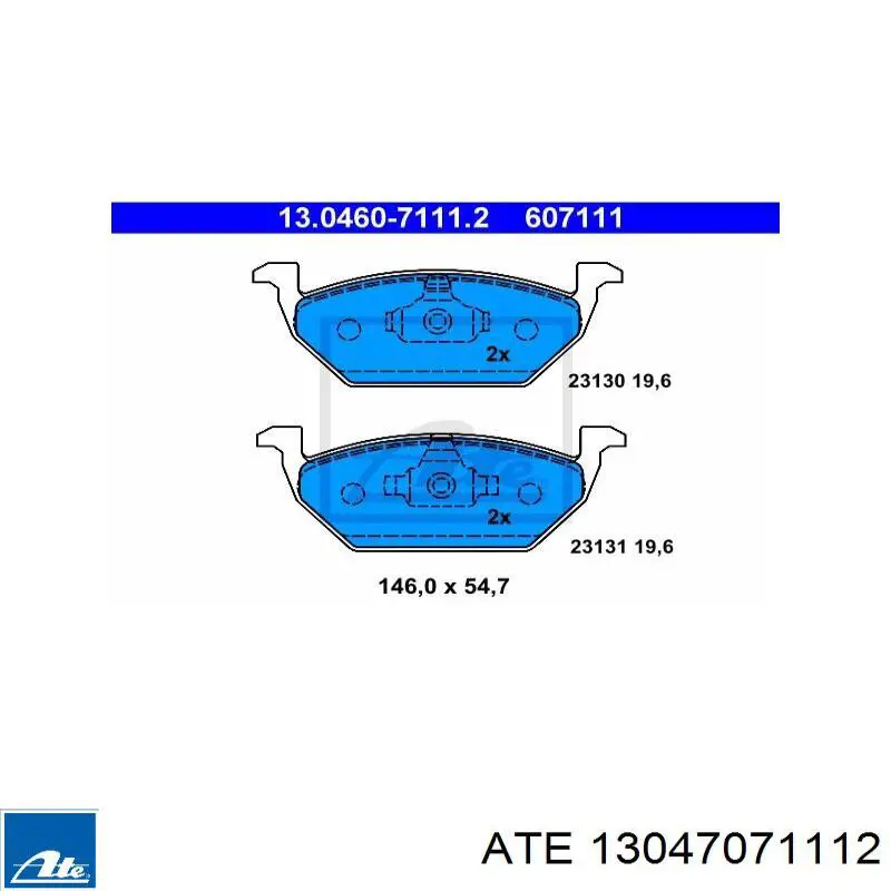 Klocki hamulcowe przednie tarczowe ATE 13047071112 cena, od 43,90 USD