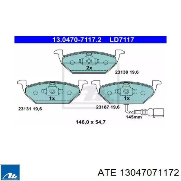 Do koszyka 13047071172 ATE Klocki hamulcowe przednie tarczowe