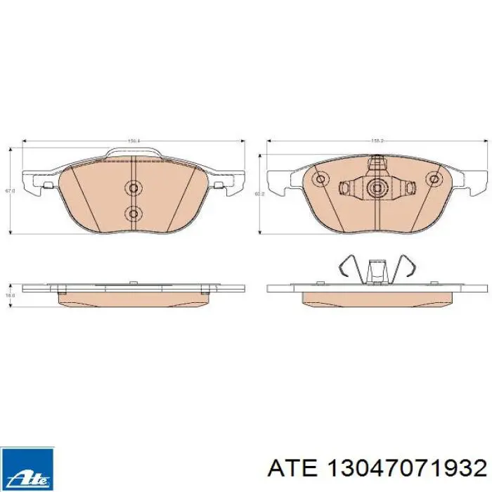 Klocki hamulcowe przednie tarczowe ATE 13047071932 cena, od 29,66 USD