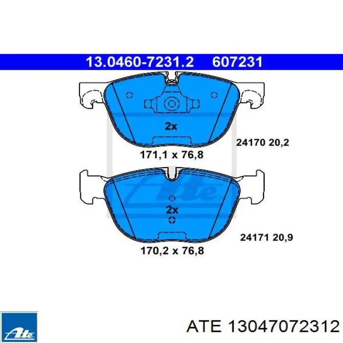 Klocki hamulcowe przednie tarczowe ATE 13047072312 cena, od 38,53 USD