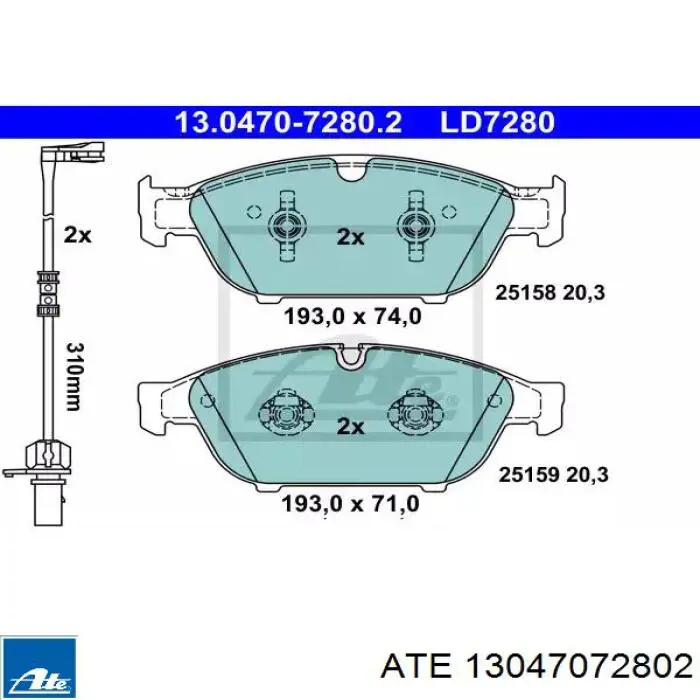 Klocki hamulcowe przednie tarczowe ATE 13047072802 cena, od 90,68 USD