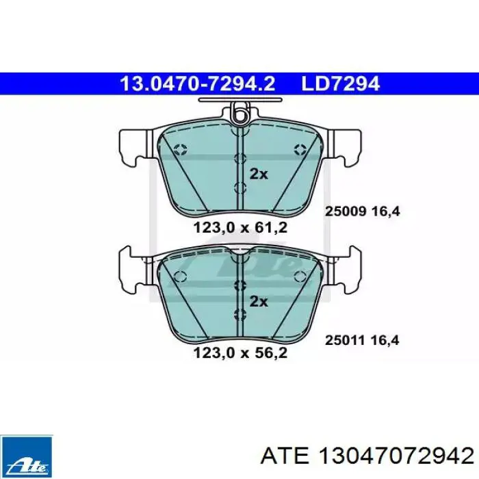 13047072942 ATE okładziny (klocki do hamulców tarczowych tylne)