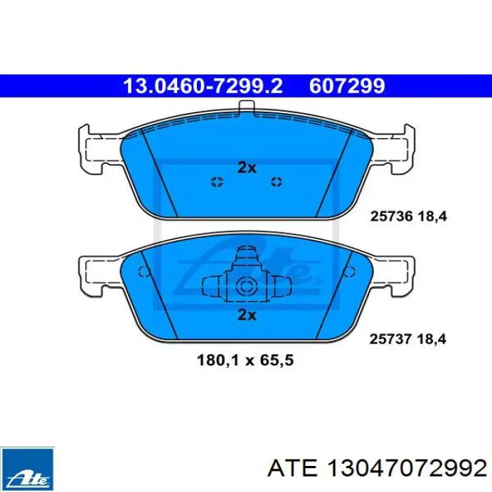 Klocki hamulcowe przednie tarczowe ATE 13047072992 cena, od 33,03 USD
