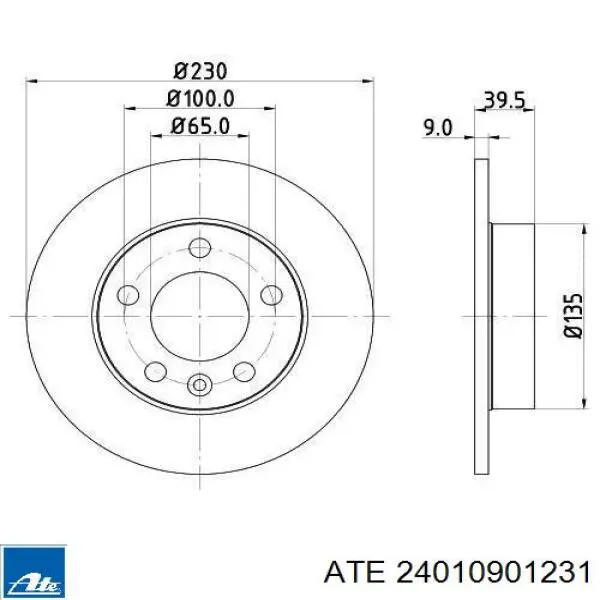 Do koszyka 24010901231 ATE Tarcza hamulcowa tylna